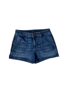 Level 99 Denim Jean Shorts Blue Utility Patch Pocket Stretch Size 28